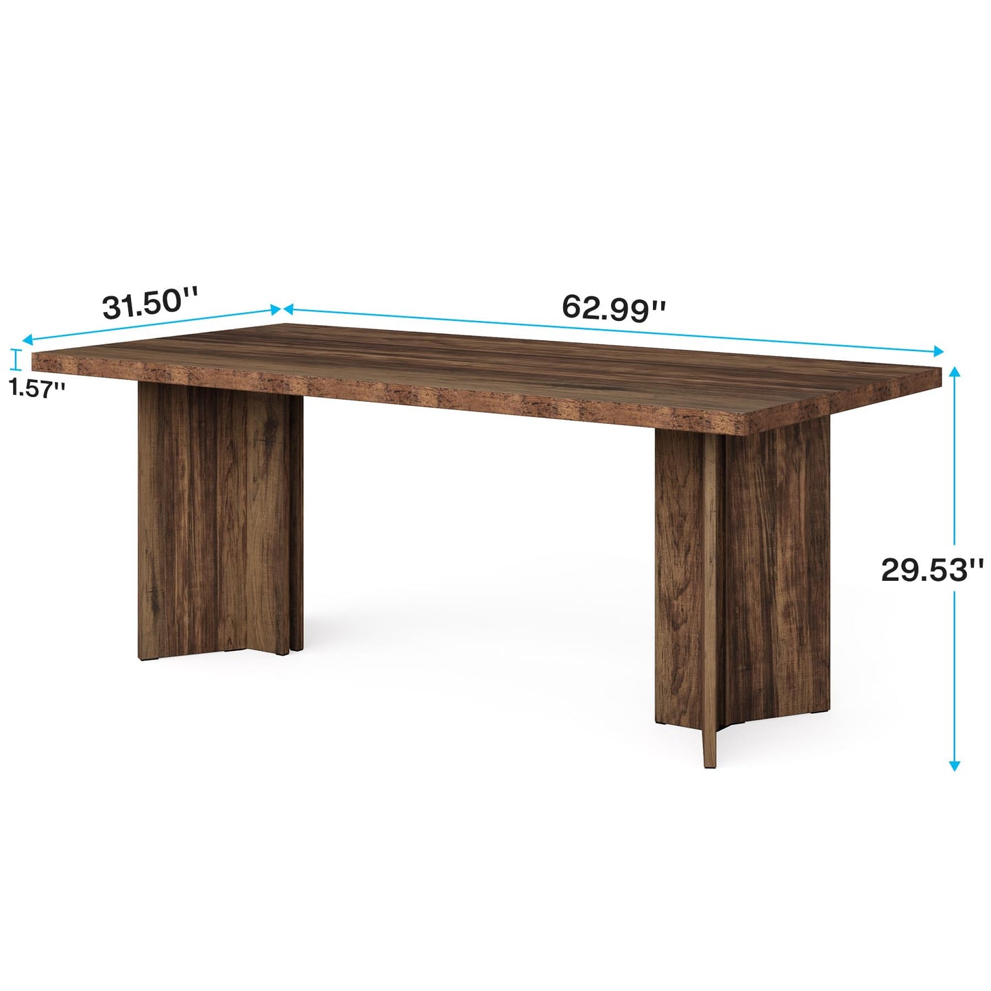 Tribesigns 63-inch Dining Table for 4-6, Farmhouse Kitchen Table with Large Tabletop, Rectangular Dinner Eating Table for Dining Room, Living Room, Kitchen