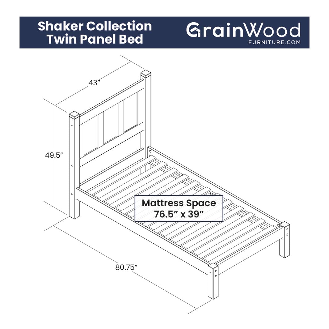 Grain Wood Furniture Shaker Solid Wood Panel Platform Bed, Queen Size, Expresso