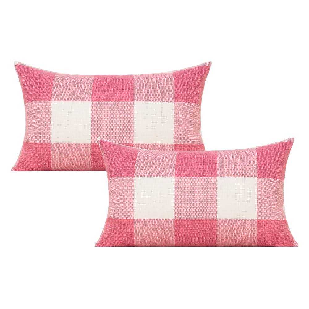 VAKADO Outdoor Farmhouse Buffalo Plaids Throw Pillow Covers 18x18 Set of 2 Black White Decorative Classroom Front Porch Classic Decor Retro Boho Cushion Cases Fall Home Rustic Check for Couch Patio