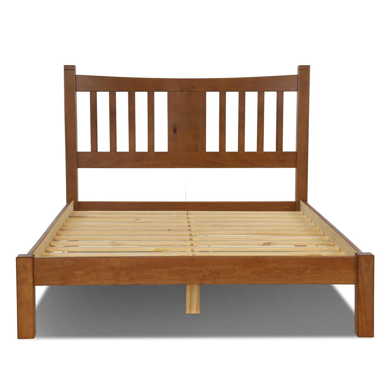 Grain Wood Furniture Shaker Solid Wood Slat Platform Bed, Queen Size, Walnut Finish