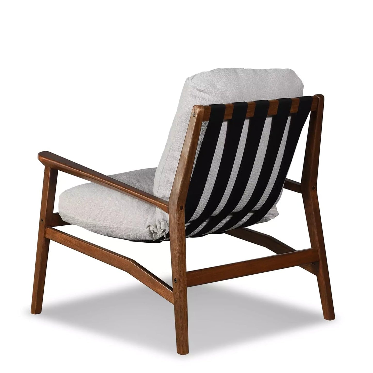 Grain Wood Furniture Solid Wood Mid Century Lounge Chair with Stone Gray Cushions