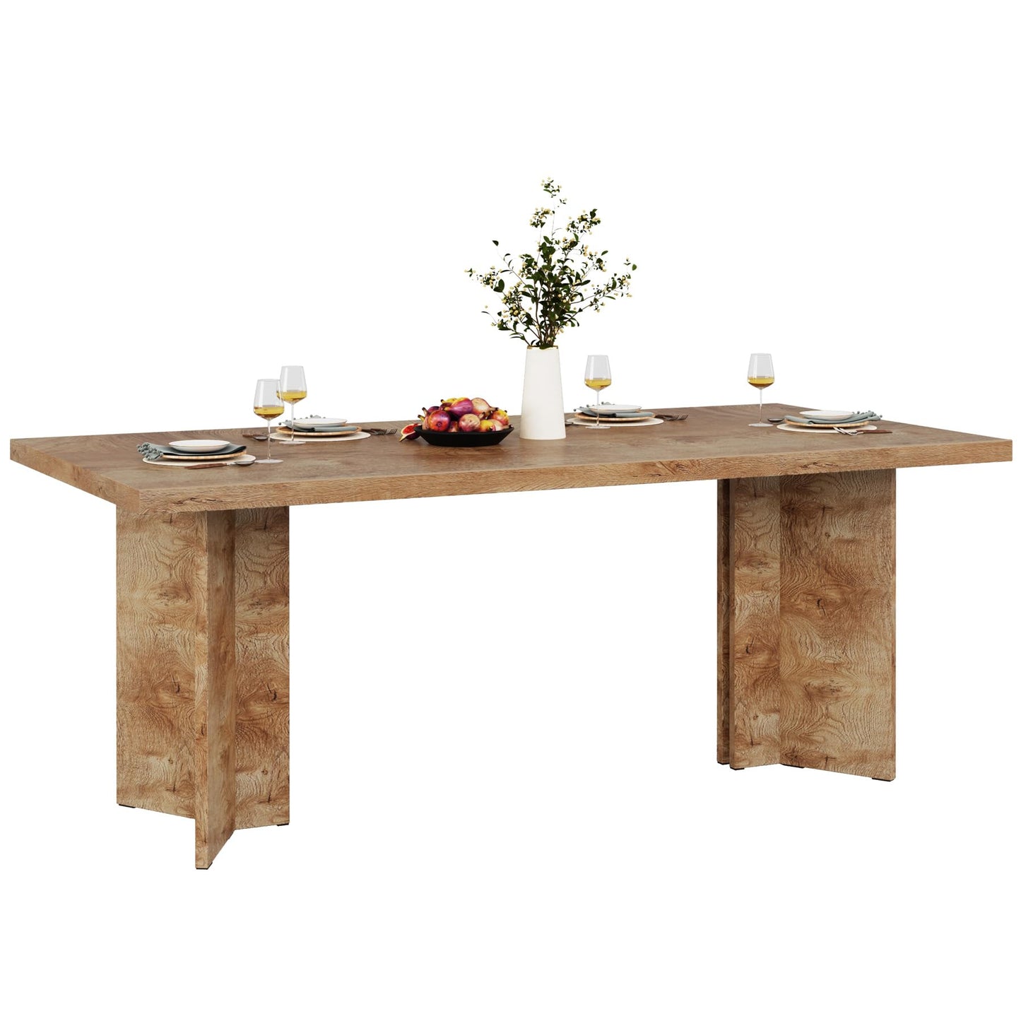 Tribesigns 63-inch Dining Table for 4-6, Farmhouse Kitchen Table with Large Tabletop, Rectangular Dinner Eating Table for Dining Room, Living Room, Kitchen