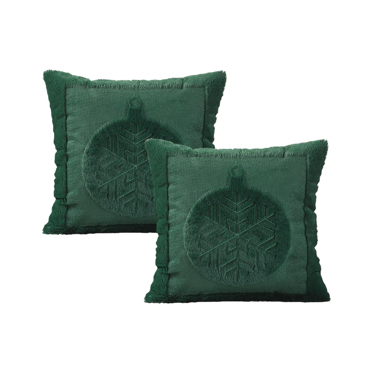 VAKADO Christmas Green Throw Pillow Covers 18x18 Set of 2 ，Winter Xmas Holiday Decoration Outdoor Tree Decorative Home Decor for Couch Festival Bed Sofa Bedroom Living Room Office