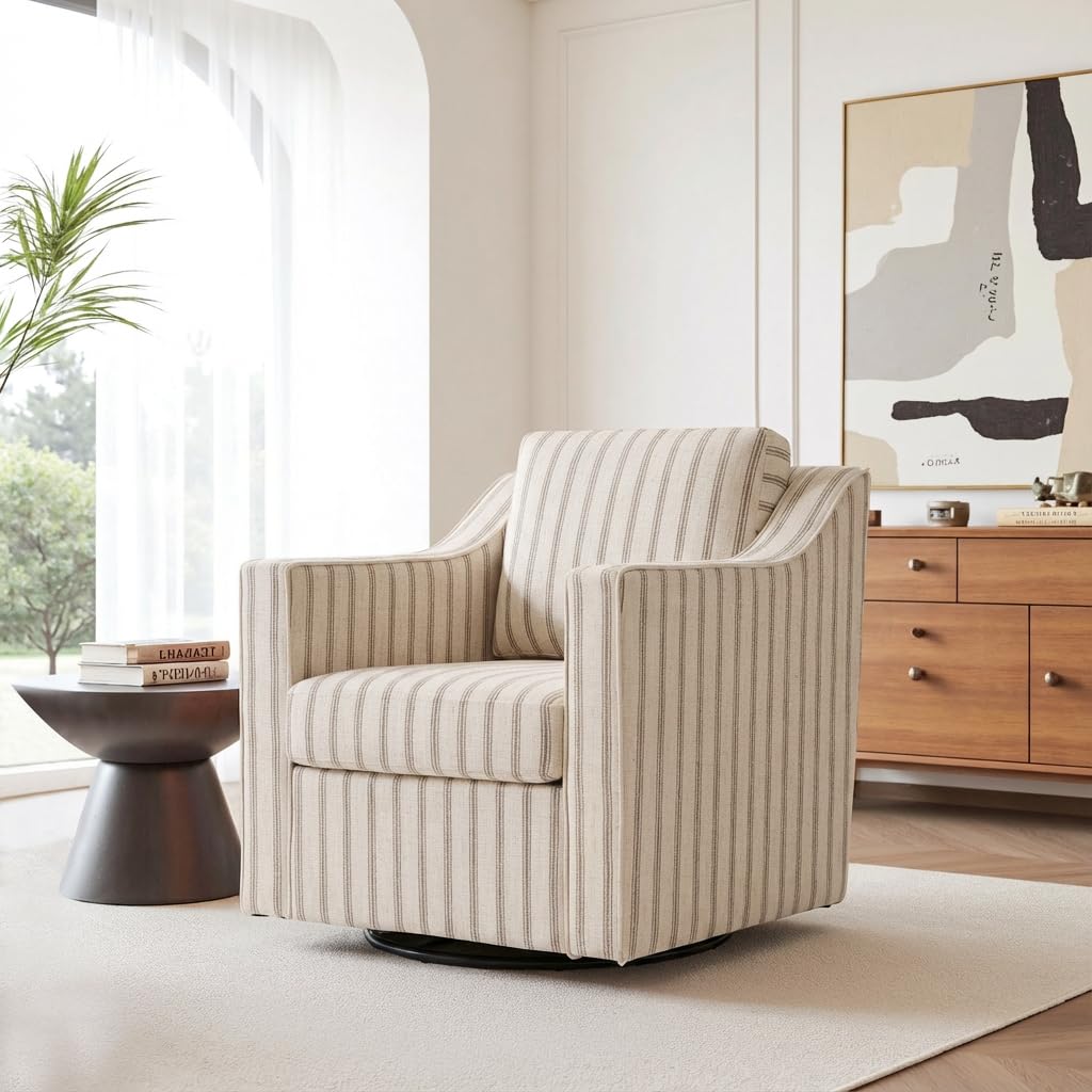 Swivel Accent Chairs Set of 2, 360° Swivel Upholstered Faux Leather Club Armchairs for Living Room, Comfy Single Sofa Reading Chair with Deep Seat, Metal Swivel Base, Coffee