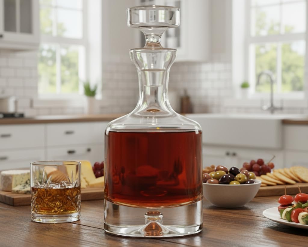 Ravenscroft Crystal | Elegant European-Made Hand-Blown Taylor Decanter w/Stopper | 100% Lead-Free Crystalline | 35 FL Oz | Gift-Boxed