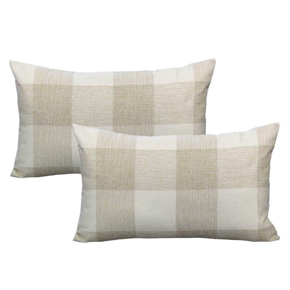 VAKADO Outdoor Farmhouse Buffalo Plaids Throw Pillow Covers 18x18 Set of 2 Black White Decorative Classroom Front Porch Classic Decor Retro Boho Cushion Cases Fall Home Rustic Check for Couch Patio