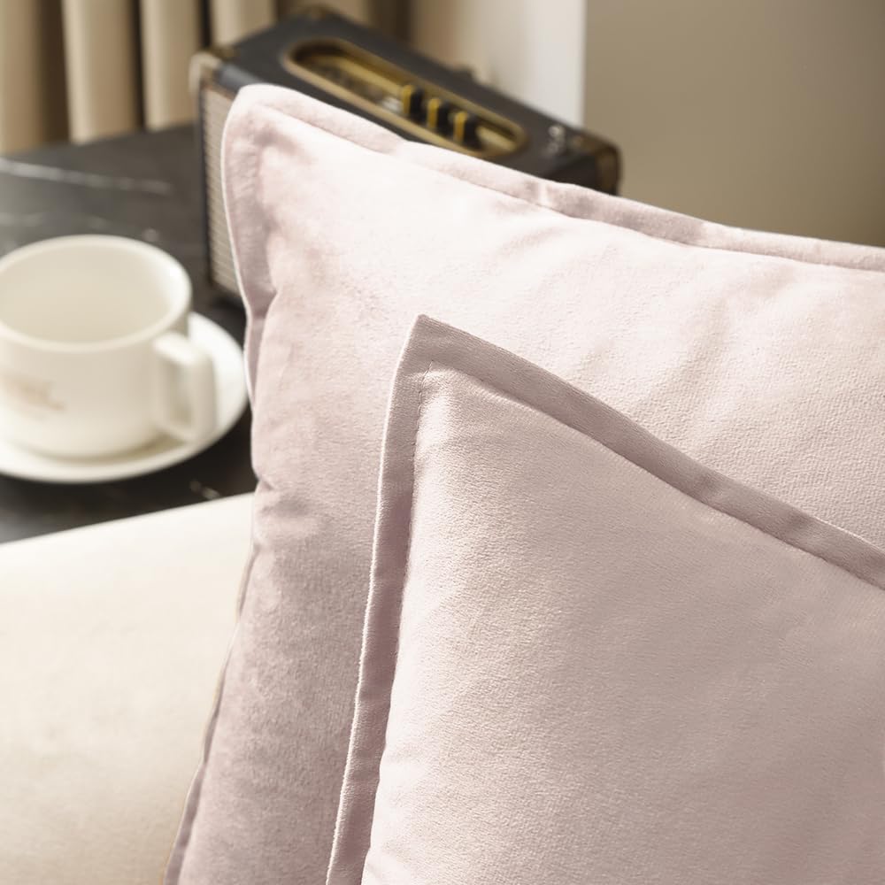 VAKADO Throw Pillow Covers 18x18 Set of 2 Olive Green Velvet Decor Decorative Couch Cushion Euro Xmas Pillowcases with Fringe Home Bed Decoration for Sofa Bedroom Office