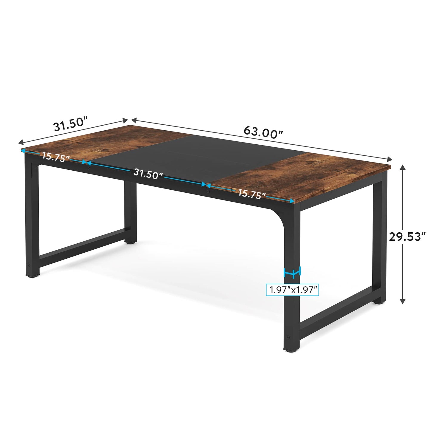 Tribesigns Modern Simple Computer Desk, 47 inch Vintage Office Desk Computer Table, Study Writing Study Desk Workstation for Home Office, Rustic Brown