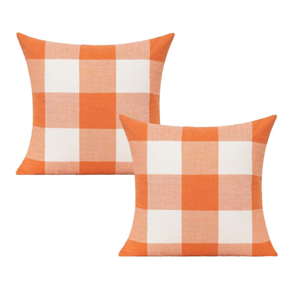 VAKADO Outdoor Farmhouse Buffalo Plaids Throw Pillow Covers 18x18 Set of 2 Black White Decorative Classroom Front Porch Classic Decor Retro Boho Cushion Cases Fall Home Rustic Check for Couch Patio