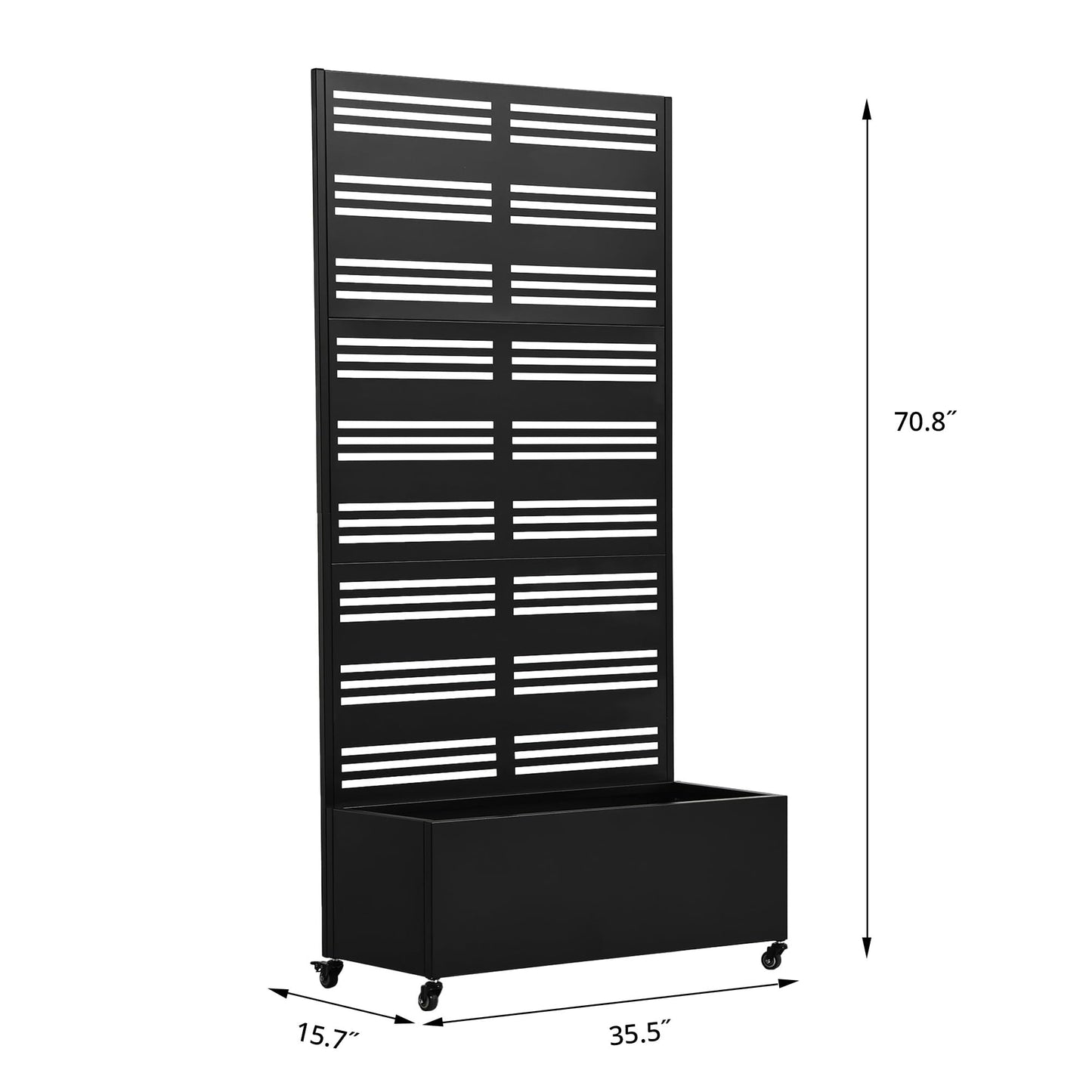 Metal Raised Garden Bed with Trellis and Wheels, 71"x47"x16" Planter Box with Privacy Screen & Drainage Holes, Arched Outdoor Garden Bed for Climbing Plants, Vegetables, Flowers (Black-Square)