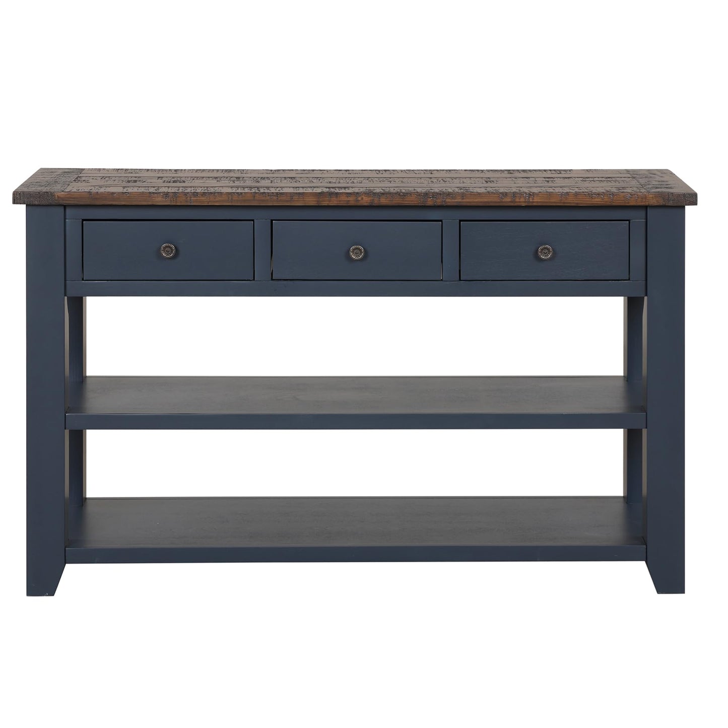LKTART Solid Wood Console Table, Sofa Table with Storage Drawers and Bottom Shelf, Entryway Table for Entry Hallway Foyer,Easy Assembled (48.8" Green)