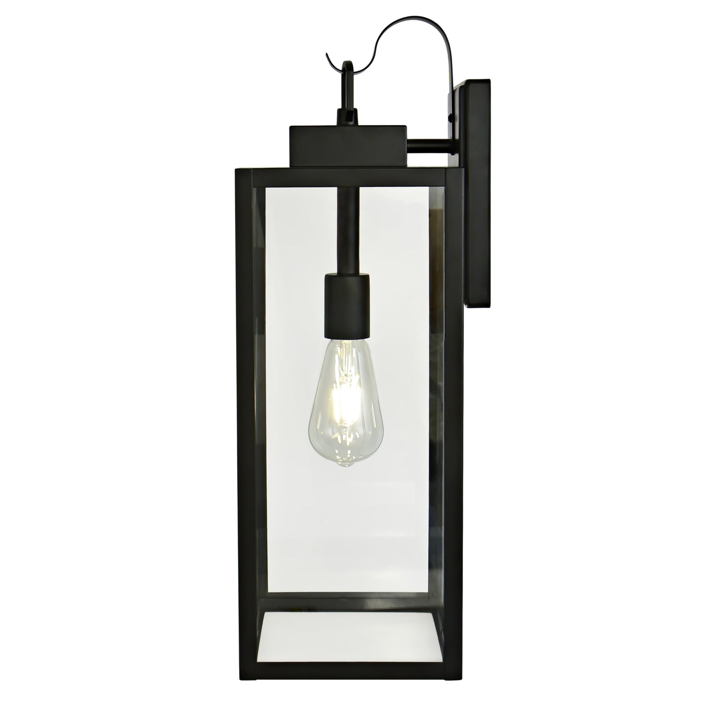 18 Inch Dusk to Dawn Outdoor Wall Light Fixtures, Large Exterior Waterproof Light Fixtures, Black Modern Porch Lights with E26 Sockets & Glass Shades, Wall Sconces for Patio, Garage, Front Door