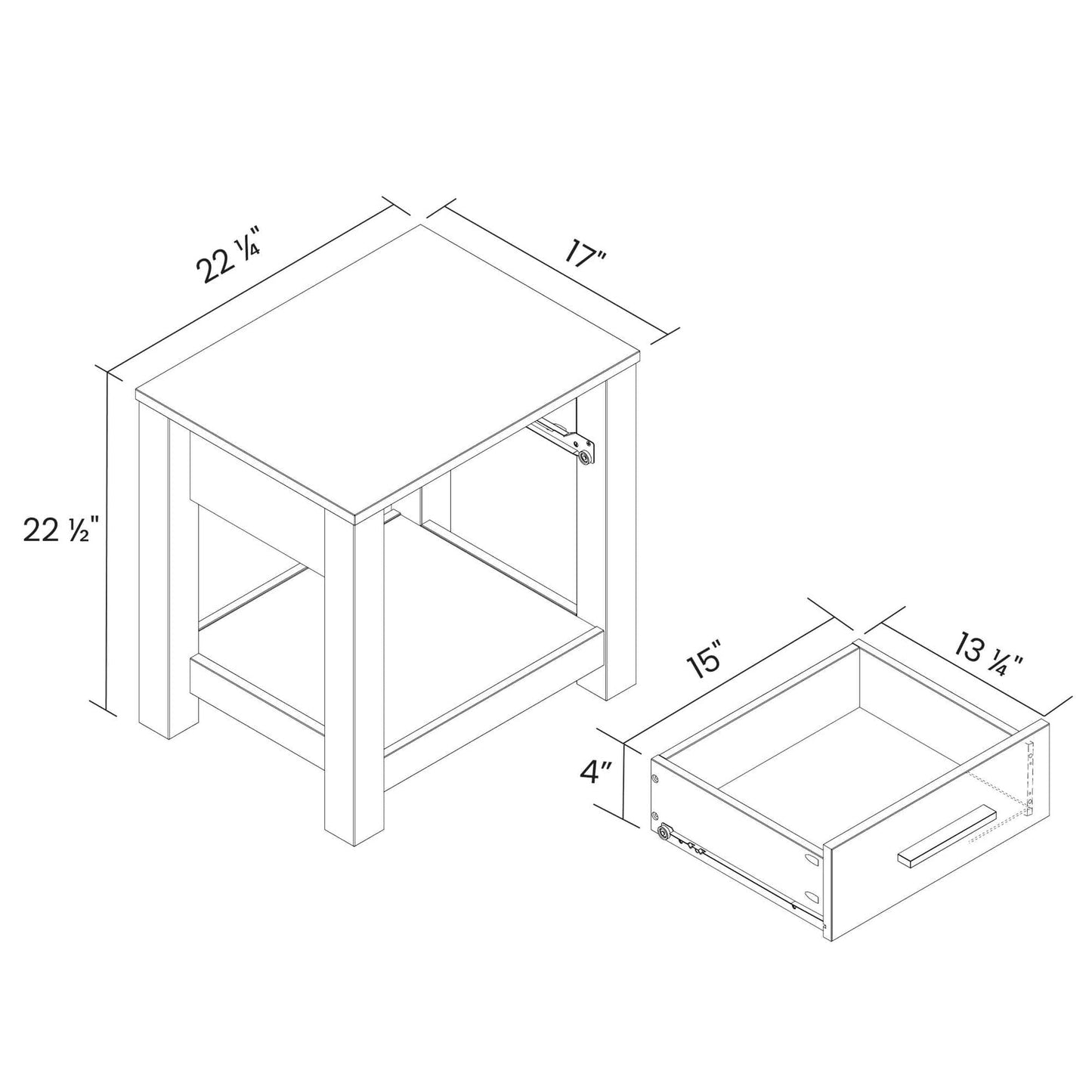 Grain Wood Furniture Loft Nightstand, Solid Wood with Acacia Finish
