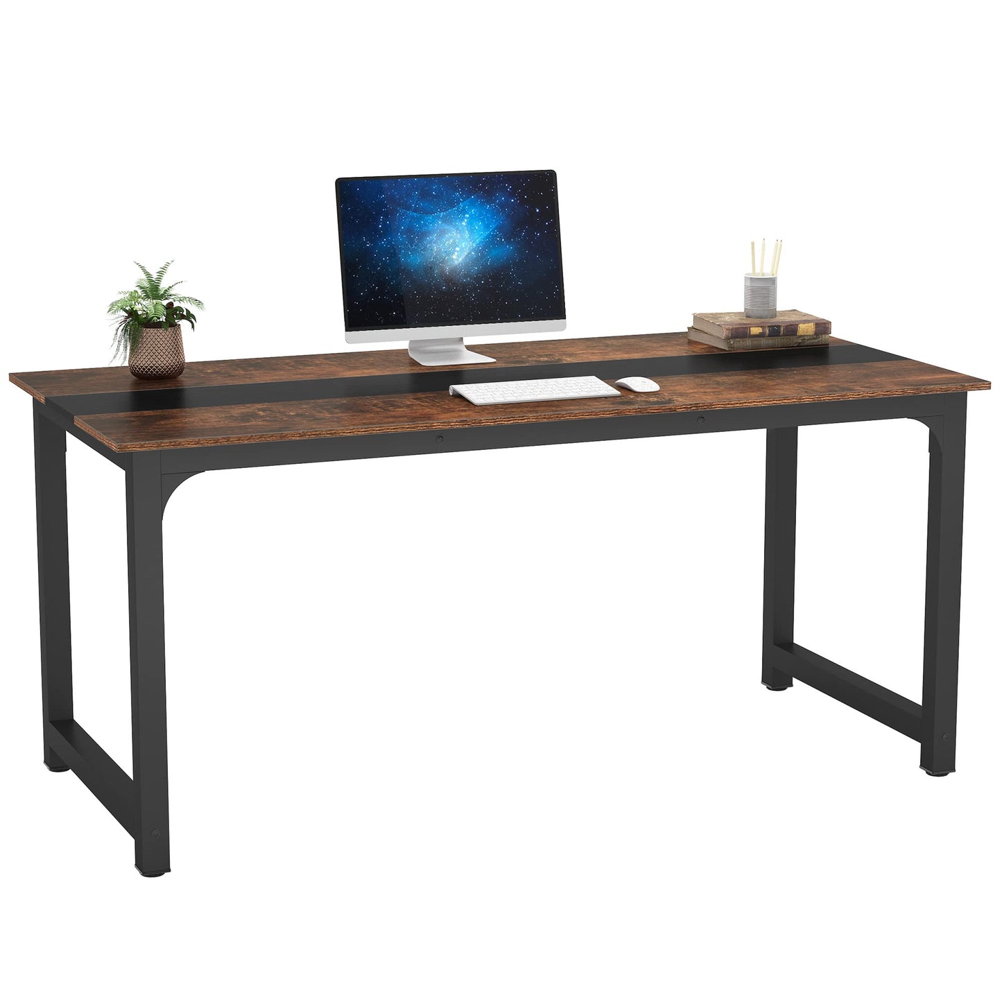 Tribesigns Modern Simple Computer Desk, 47 inch Vintage Office Desk Computer Table, Study Writing Study Desk Workstation for Home Office, Rustic Brown