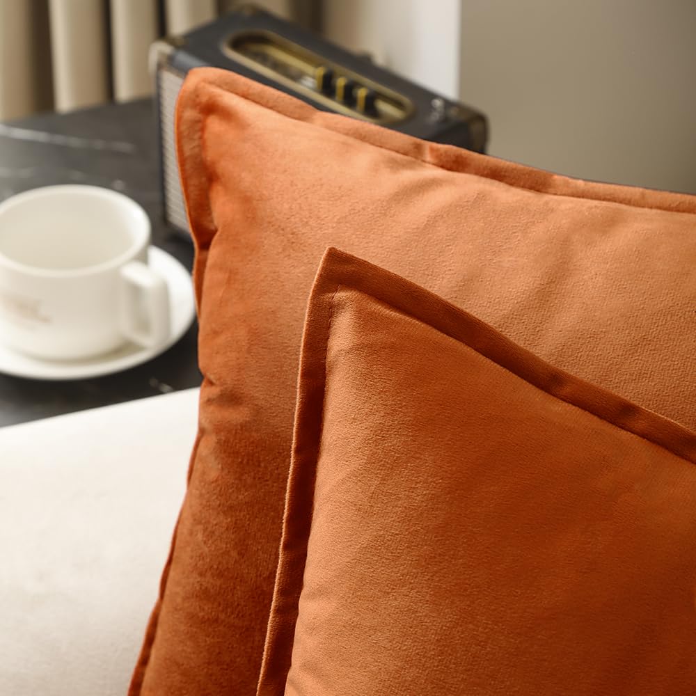 VAKADO Throw Pillow Covers 18x18 Set of 2 Olive Green Velvet Decor Decorative Couch Cushion Euro Xmas Pillowcases with Fringe Home Bed Decoration for Sofa Bedroom Office