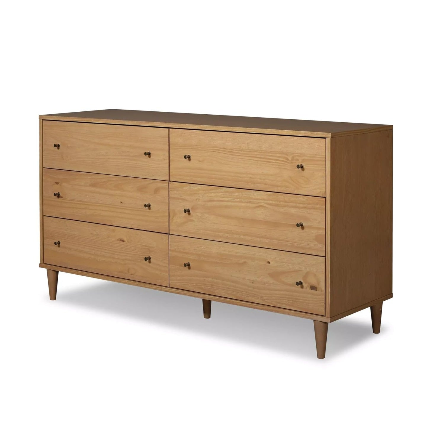 Grain Wood Furniture Mid Century 6-Drawer Dresser, Brushed Walnut