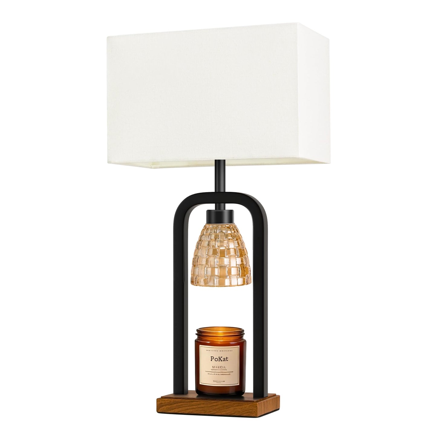 PoKat Gold Table Lamp Candle Warmer, Candle Warmer Lamp with Timer Dimmer, Wax Light Warming Table Lamp for Jar Candles, Modern Bedside Lamp for House Warming Home Decor Living Room, Bulb Included