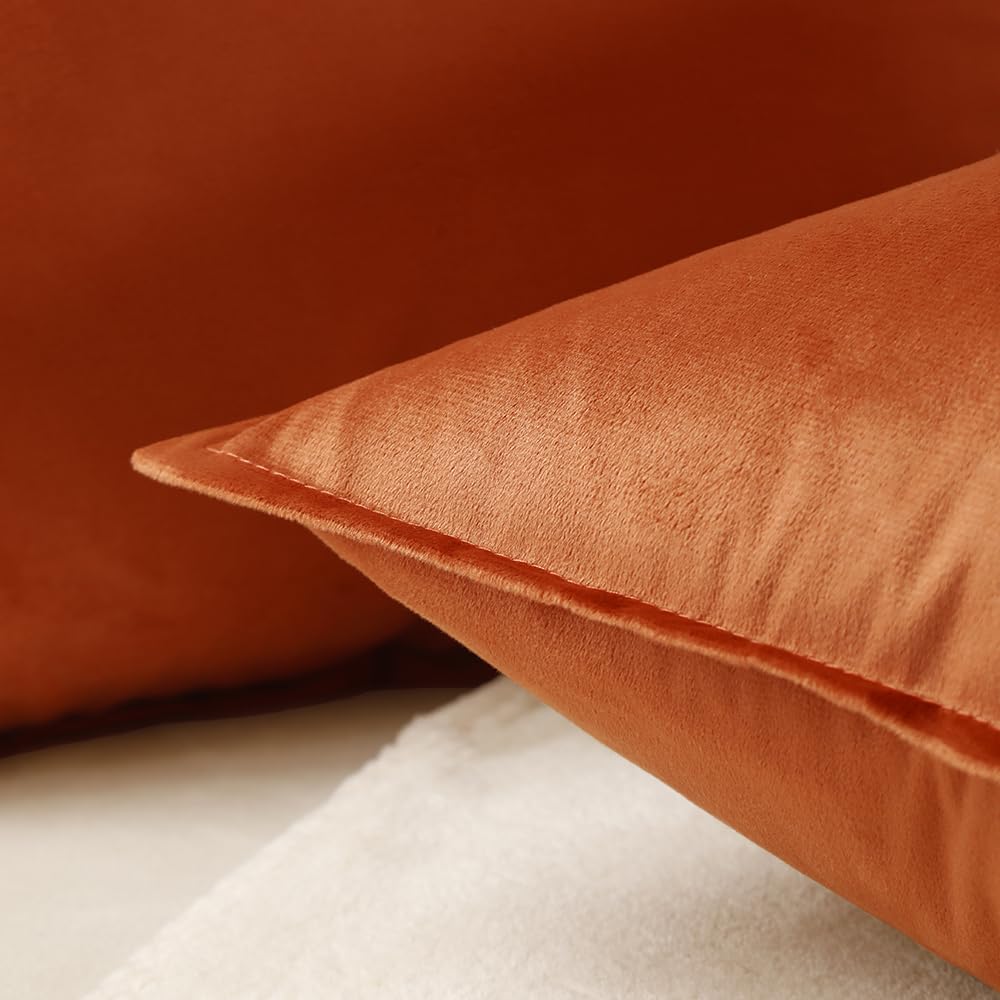 VAKADO Throw Pillow Covers 18x18 Set of 2 Olive Green Velvet Decor Decorative Couch Cushion Euro Xmas Pillowcases with Fringe Home Bed Decoration for Sofa Bedroom Office