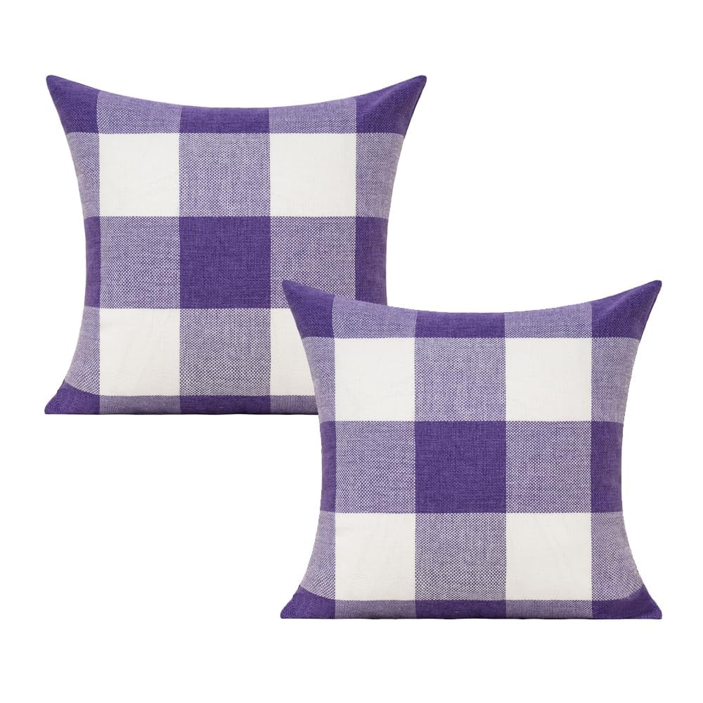 VAKADO Outdoor Farmhouse Buffalo Plaids Throw Pillow Covers 18x18 Set of 2 Black White Decorative Classroom Front Porch Classic Decor Retro Boho Cushion Cases Fall Home Rustic Check for Couch Patio