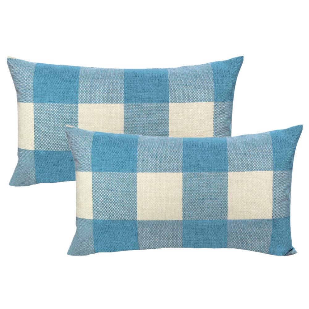 VAKADO Outdoor Farmhouse Buffalo Plaids Throw Pillow Covers 18x18 Set of 2 Black White Decorative Classroom Front Porch Classic Decor Retro Boho Cushion Cases Fall Home Rustic Check for Couch Patio
