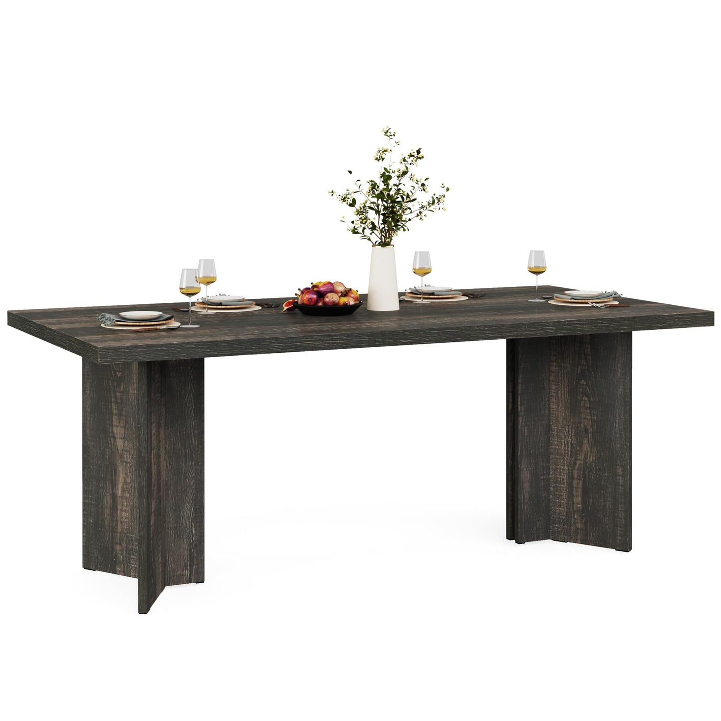 Tribesigns 63-inch Dining Table for 4-6, Farmhouse Kitchen Table with Large Tabletop, Rectangular Dinner Eating Table for Dining Room, Living Room, Kitchen