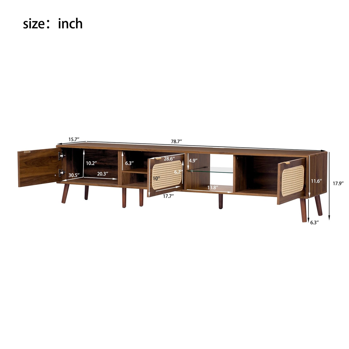 LKTART 67" Mid Century Modern TV Stand for 65/70/75/80" TVs,Entertainment Center with Sliding Doors and Drawers,Media Console for Living Room