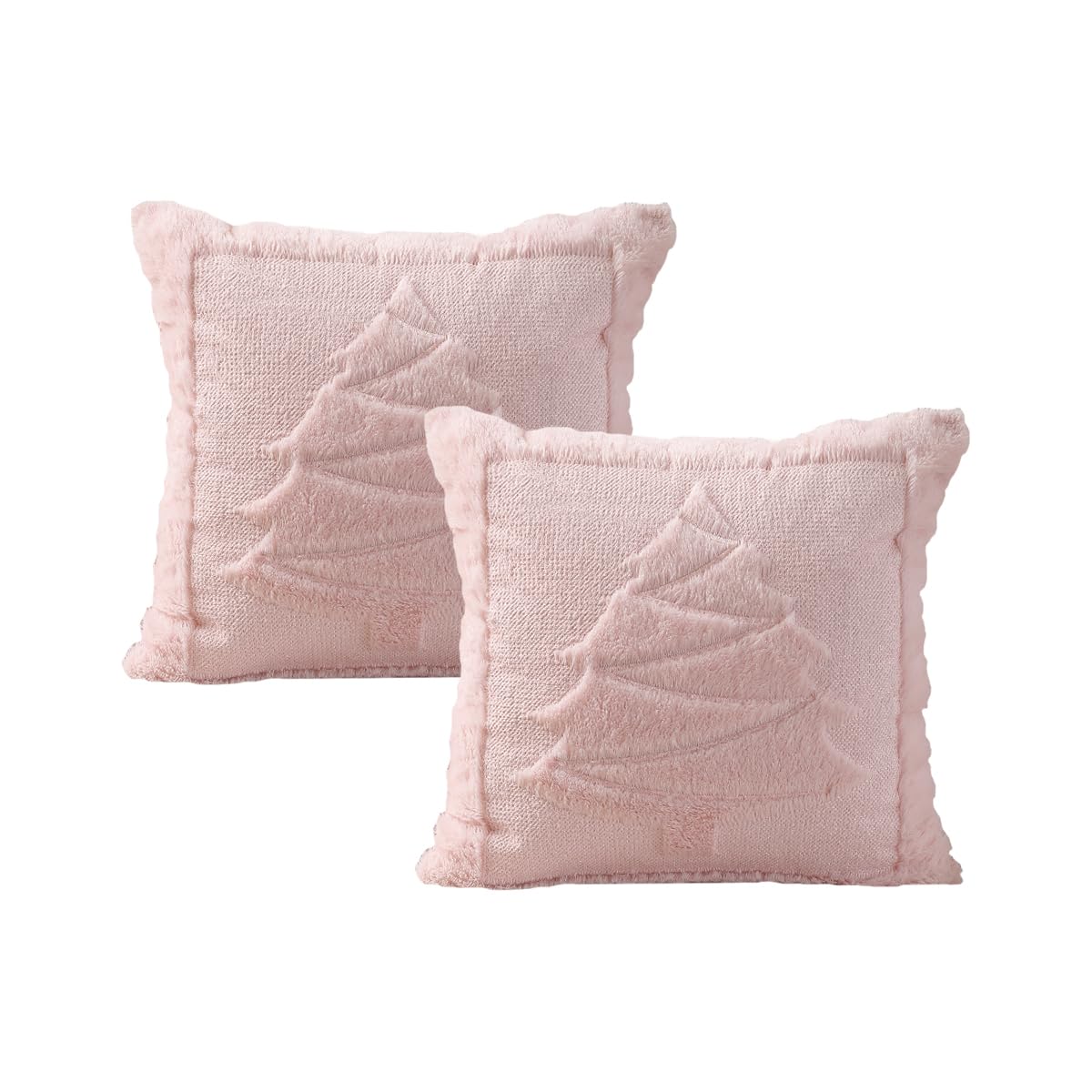 VAKADO Christmas Green Throw Pillow Covers 18x18 Set of 2 ，Winter Xmas Holiday Decoration Outdoor Tree Decorative Home Decor for Couch Festival Bed Sofa Bedroom Living Room Office