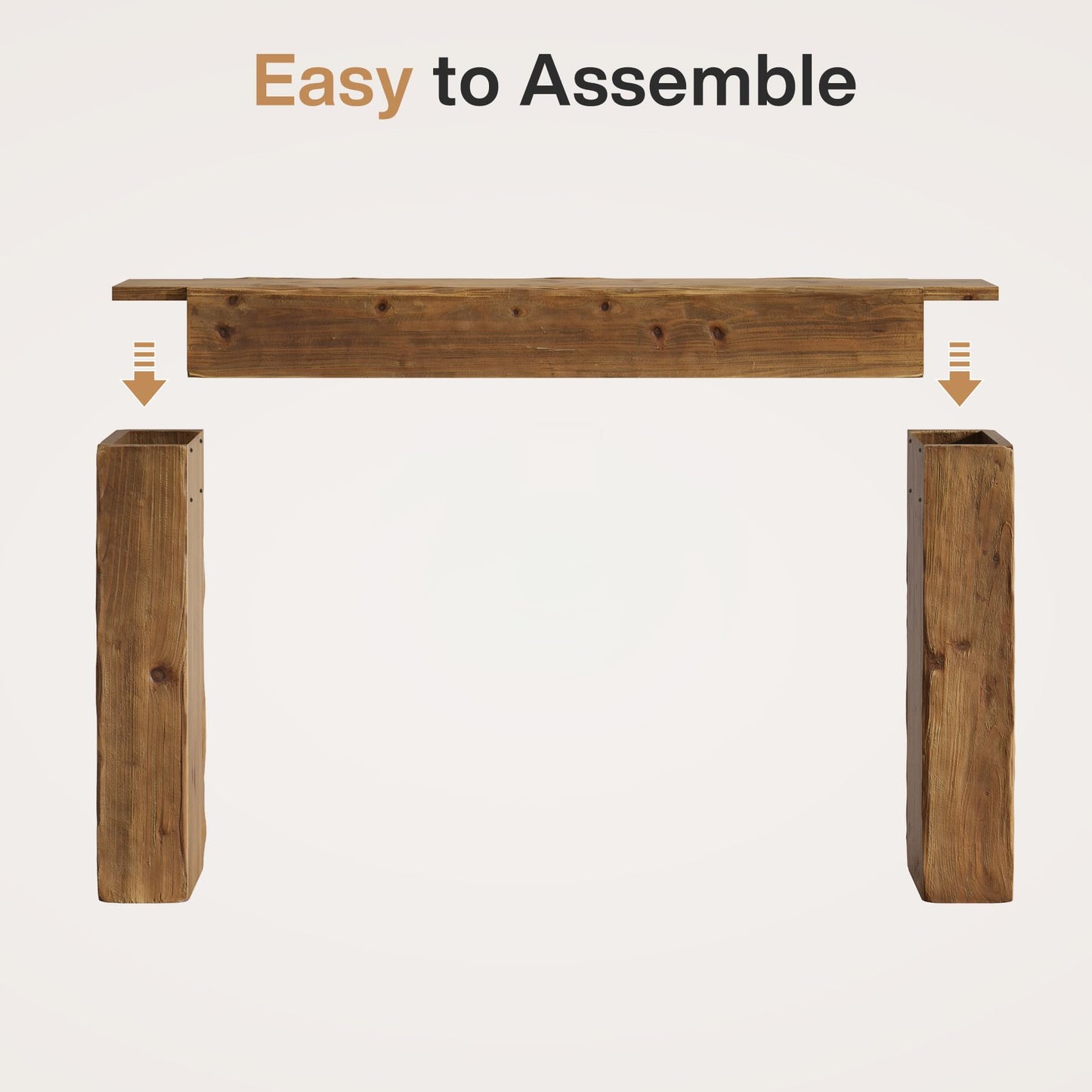 Solid Wood Console Table, 63-Inch Farmhouse Sofa Table Behind Couch for Entryway, Living Room, Foyer, Easy Assembly (Light Wood)