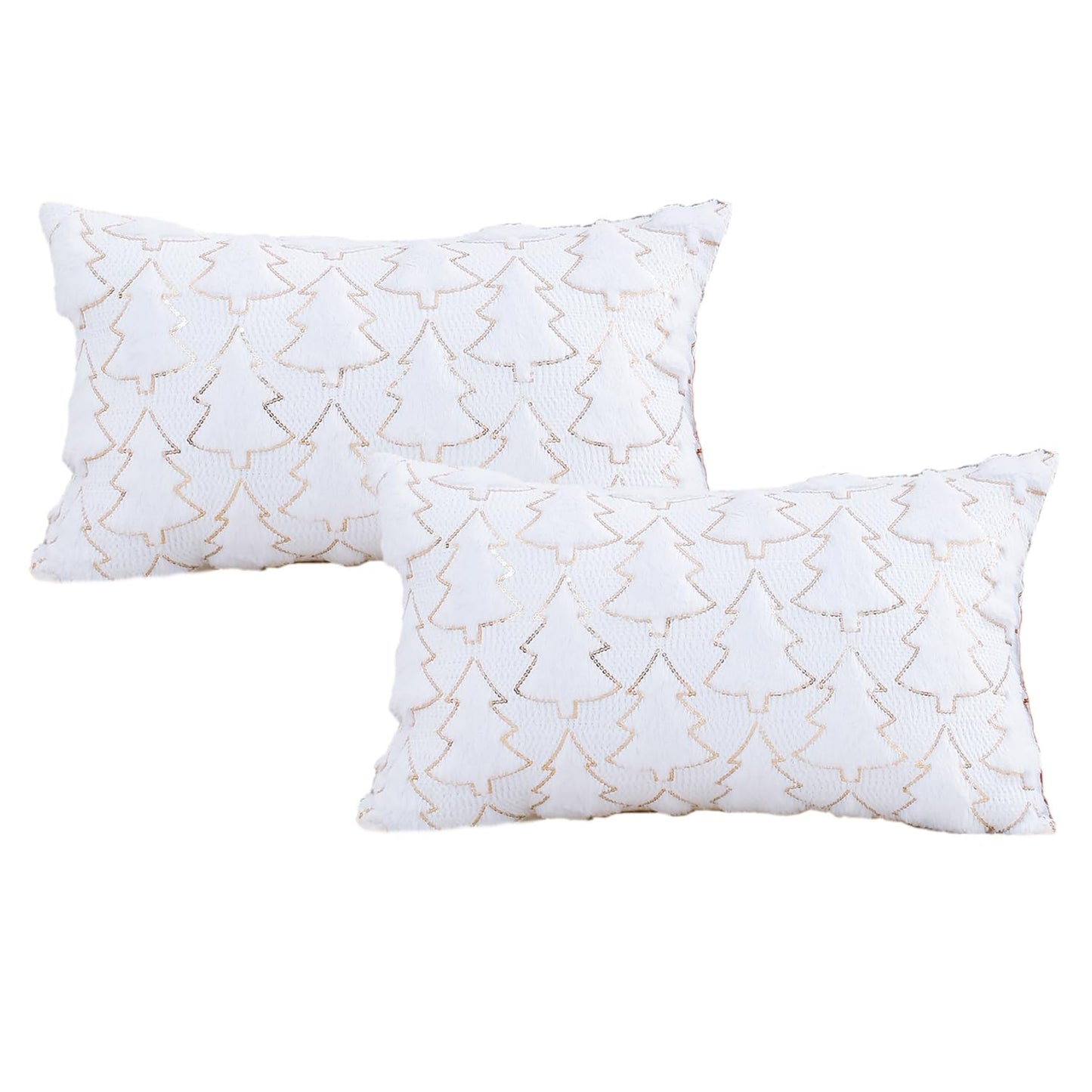 VAKADO Christmas Throw Pillow Covers 18x18 Set of 2 Embroidered Decorative Xmas Couch Cushion Cases Holiday Soft Home Decor for Bedroom Sofa Chair Porch Winter, Cream