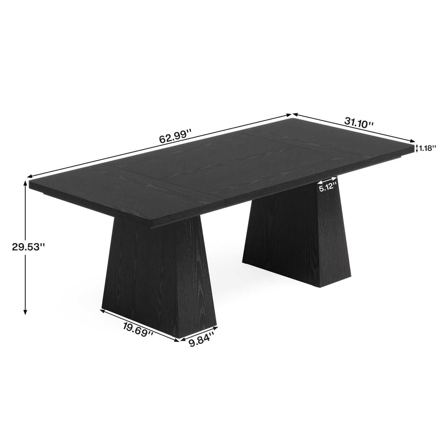 Tribesigns 63-Inch Executive Desk, Large Office Computer Desk with Double Pedestal, Modern Simple Workstations Writing Table Conference Table Business Furniture for Home Office, Light Brown