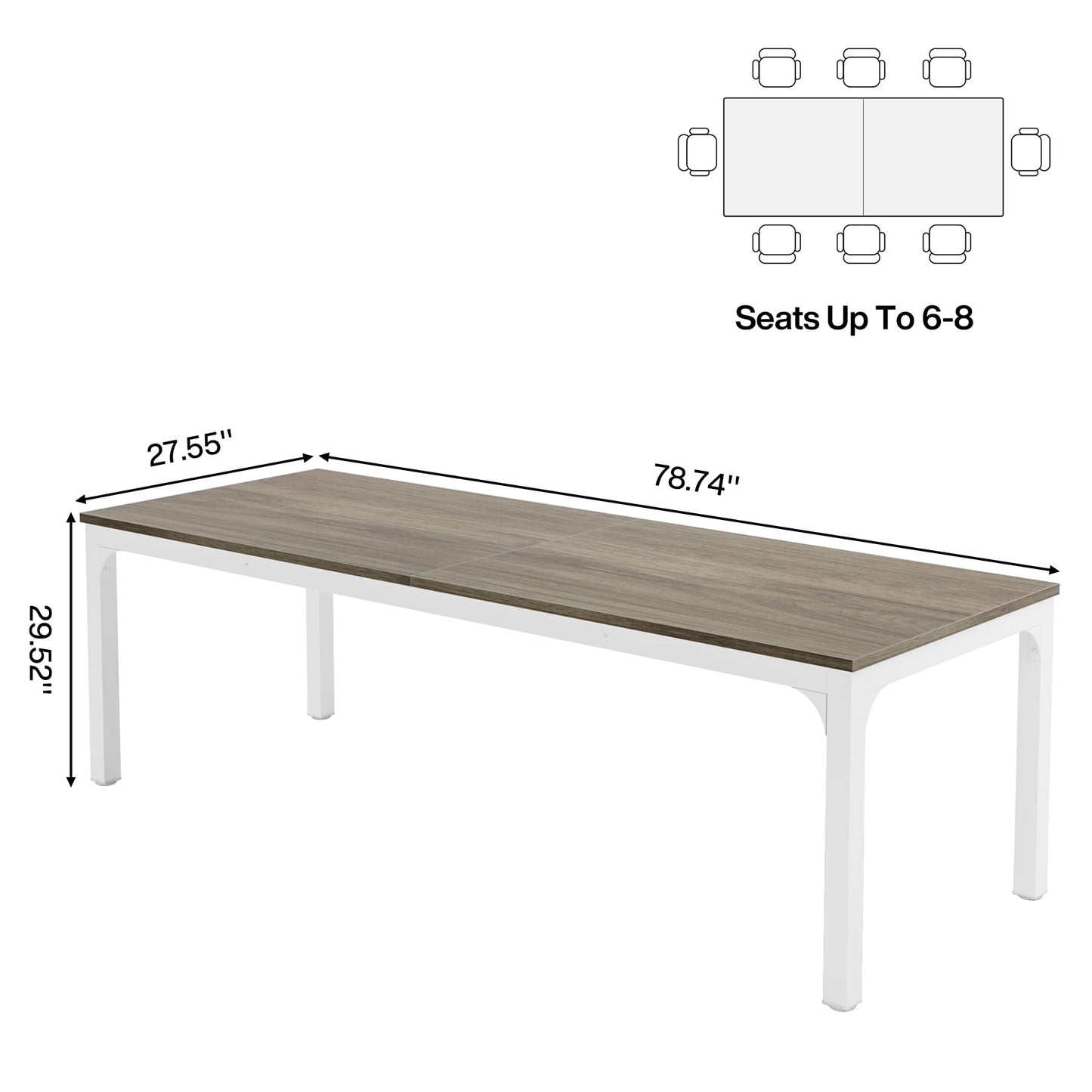 Tribesigns 6.5 FT Conference Room Table, 78.74" W x 27.56" D Large Office Conference Table, Modern Seminar Meeting Table Desk for Boardroom, Meeting Room (1, Rustic Brown)