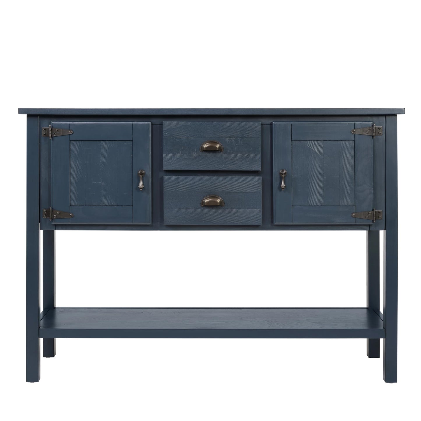LKTART Solid Wood Farmhouse Console Table,Sofa Table with Storage Drawers and Shelves,Entryway Table for Entry Hallway Foyer Sofa Side Table,EasyAssembled (48" Navy Blue)