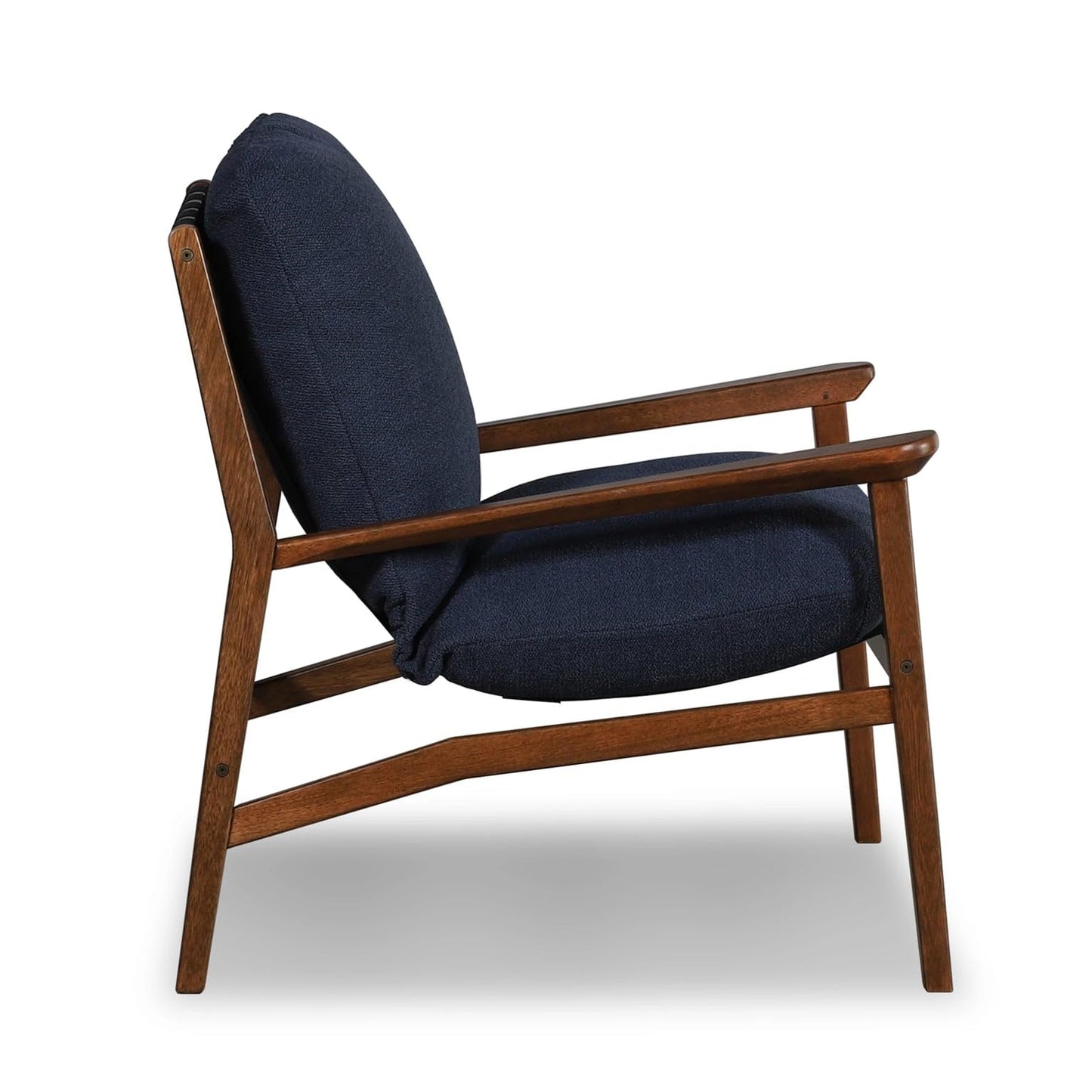 Grain Wood Furniture Solid Wood Mid Century Lounge Chair with Stone Gray Cushions