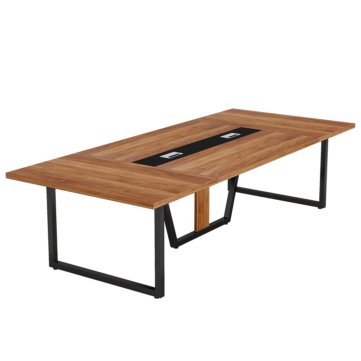 Tribesigns 8FT Conference Table, 94.49 L x 47.24 W x 29.53 H Inches Large Meeting Podcast Table for 10 People, Business Style Wooden Training Table with Strong Metal Frame for Office Conference