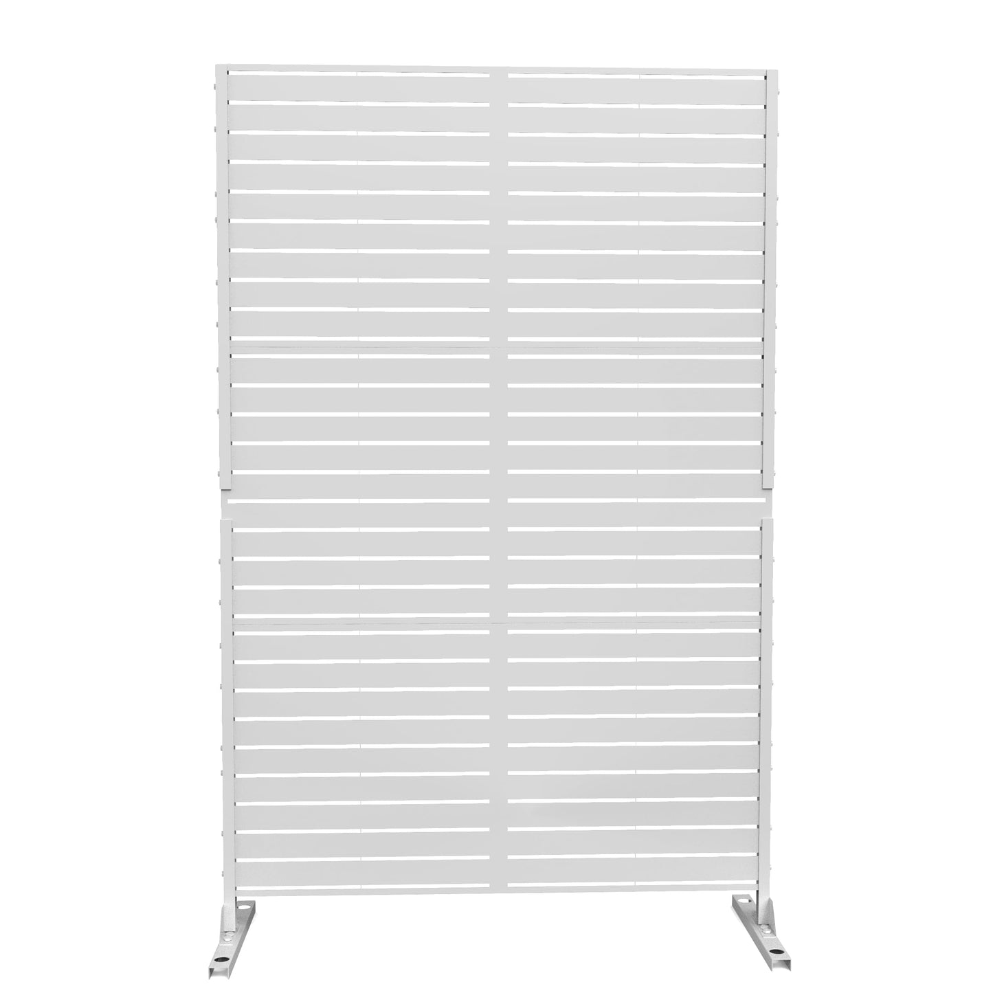 Metal Privacy Screen with Stand, 74" H×47" W Outdoor Privacy Screen for Deck Patio Lawn Garden (Black-Summer)