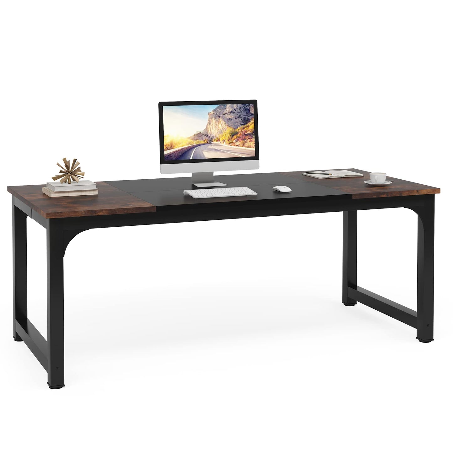 Tribesigns Modern Simple Computer Desk, 47 inch Vintage Office Desk Computer Table, Study Writing Study Desk Workstation for Home Office, Rustic Brown