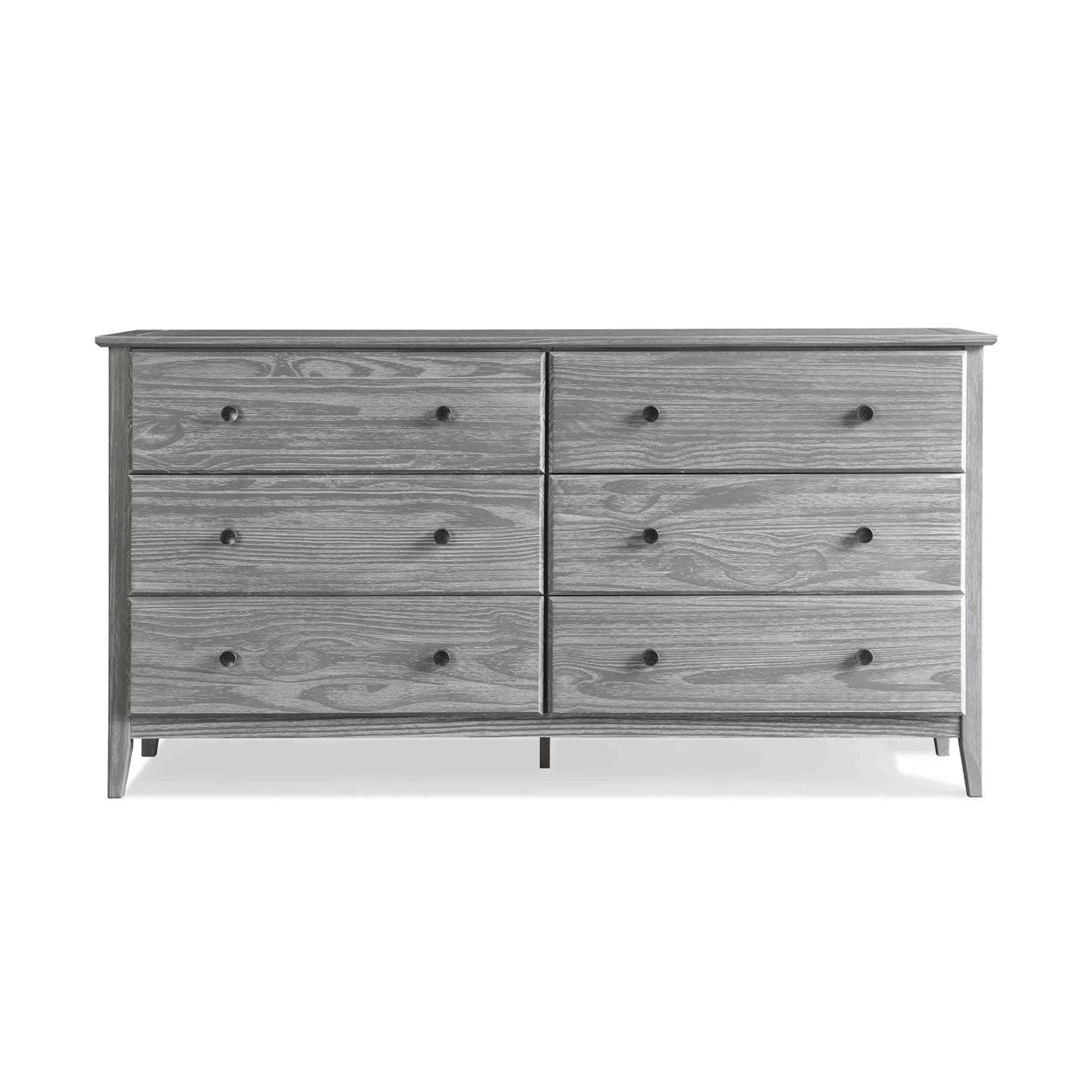 Grain Wood Furniture Greenport 6-Drawer Bedroom Dresser, Solid Wood with a Brushed Walnut Finish