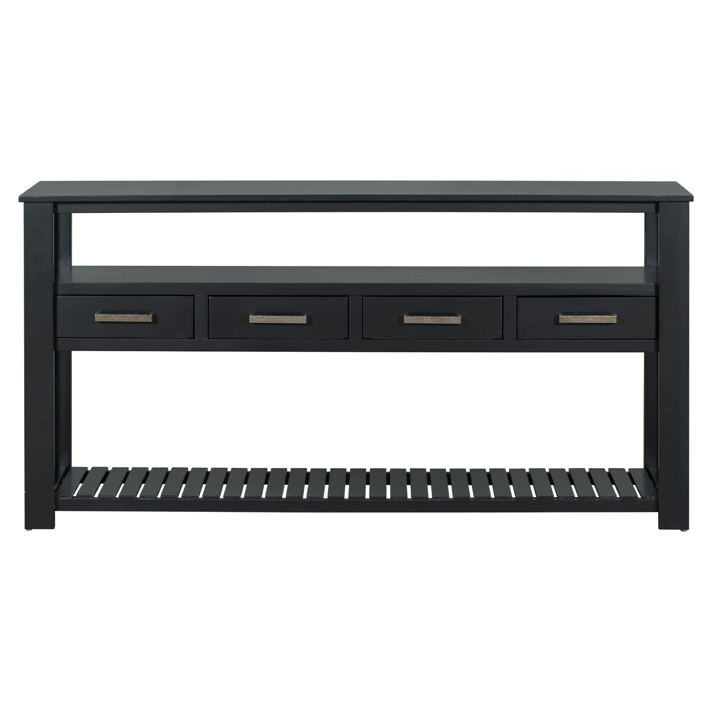 LKTART 63" Solid Wood Console Table Sofa Table with Storage Drawers and Bottom Shelf,Farmhouse Entryway Table for Hallway Foyer,Living Room,Easy Assembled (63" Espresso)