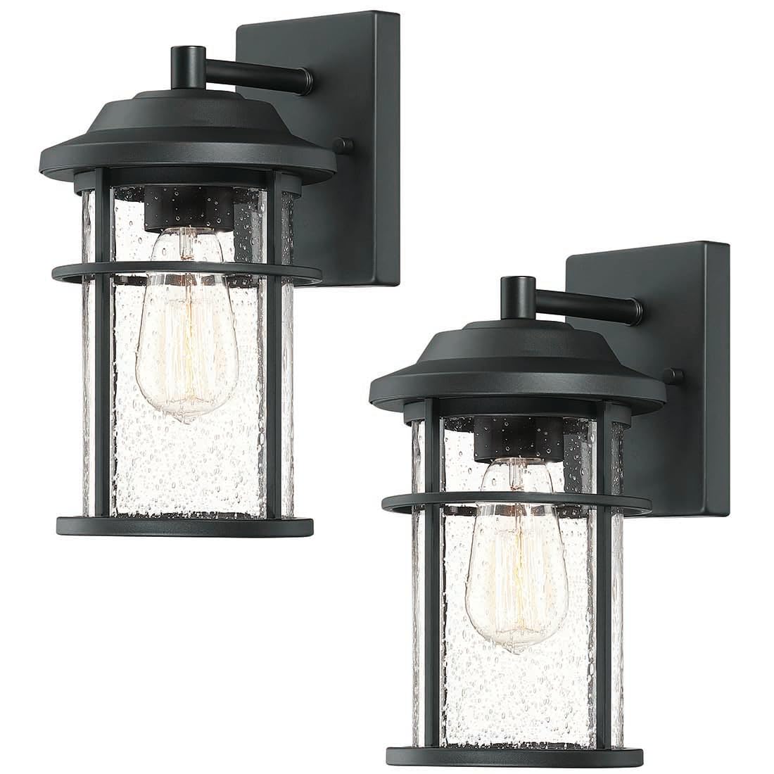 Dusk to Dawn Outdoor Porch Lights Wall Mount, Waterproof Exterior Light Fixtures,Black Modern Outdoor Light Fixtures Sconces with E26 Sockets & Glass Shades, Wall Lighting for Porch, Patio, Garage