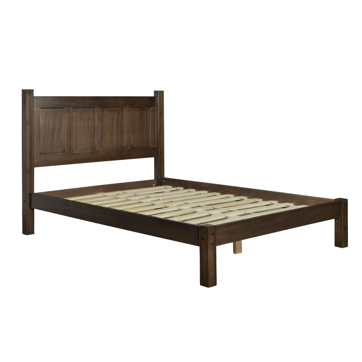 Grain Wood Furniture Shaker Solid Wood Panel Platform Bed, Queen Size, Expresso