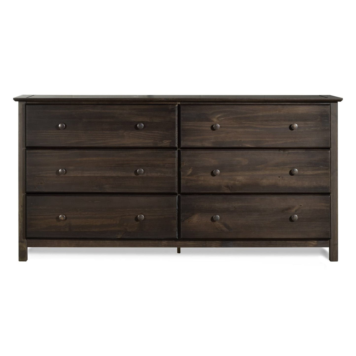 Grain Wood Furniture Shaker 6-Drawer Dresser, Solid Wood with a Walnut Finish