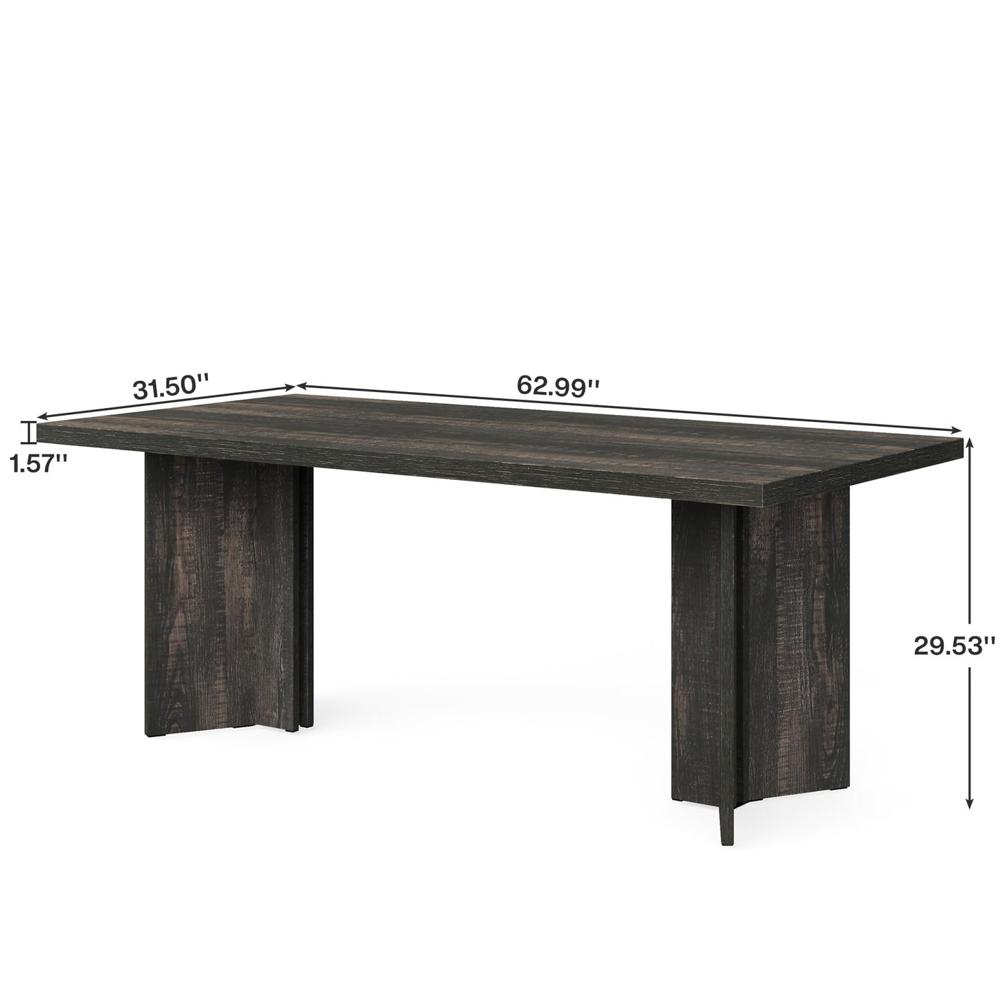 Tribesigns 63-inch Dining Table for 4-6, Farmhouse Kitchen Table with Large Tabletop, Rectangular Dinner Eating Table for Dining Room, Living Room, Kitchen