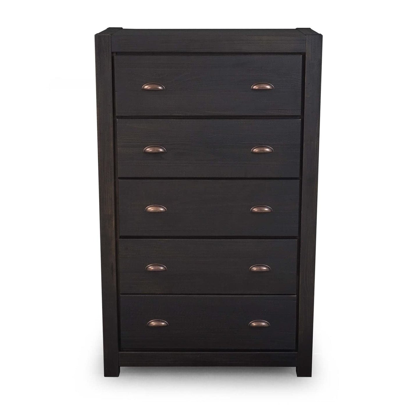 Grain Wood Furniture Montauk 5-Drawer Chest, Solid Wood with a Rustic Walnut Finish