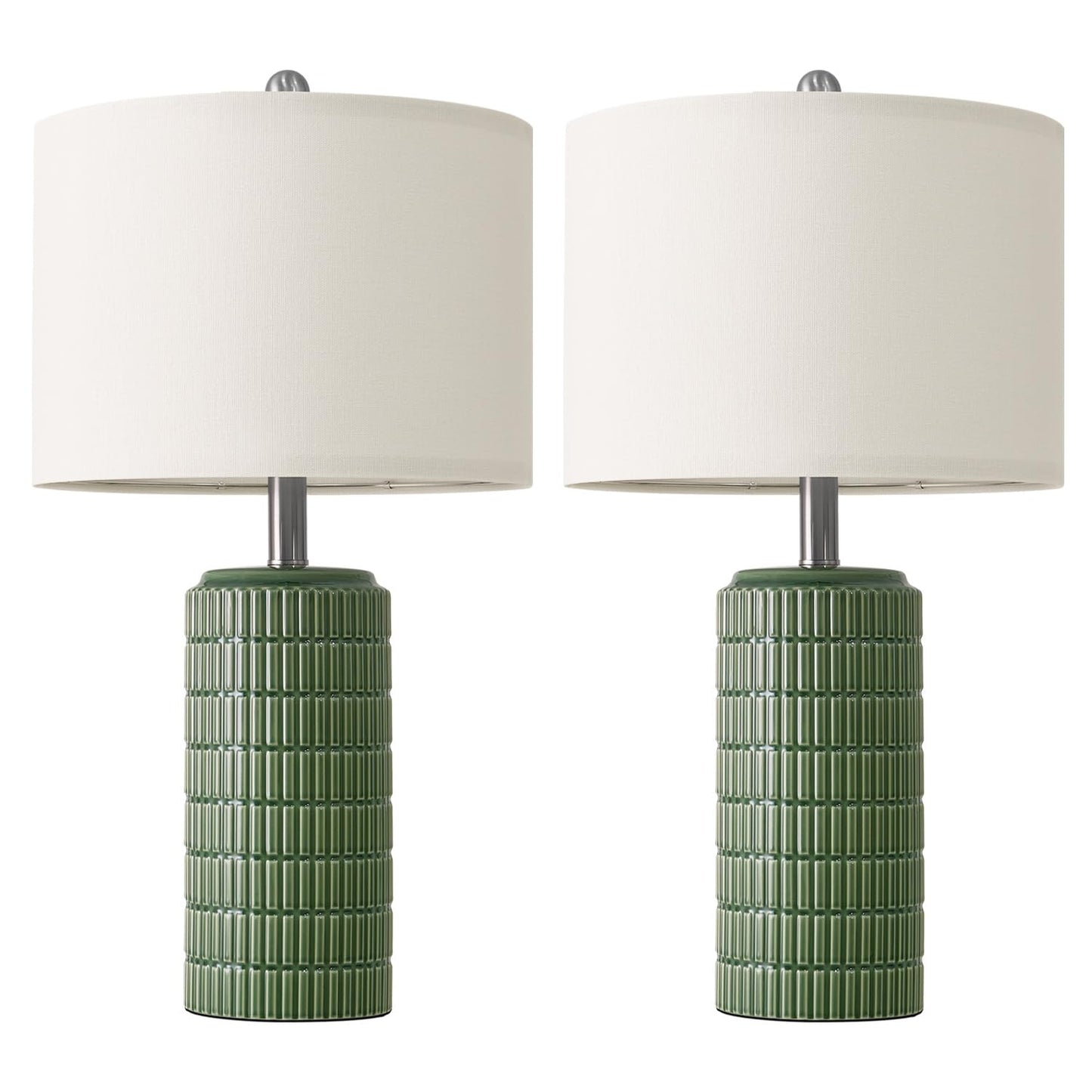 PoKat 23" Modern Ceramic Table Lamp Set of 2 for Living Room White Desk Lamps for Bedroom Farmhouse Bedside Nightstand Lamp House Warming Gifts New Home Decor End Table Lamps Gifts for Women Mom Beige