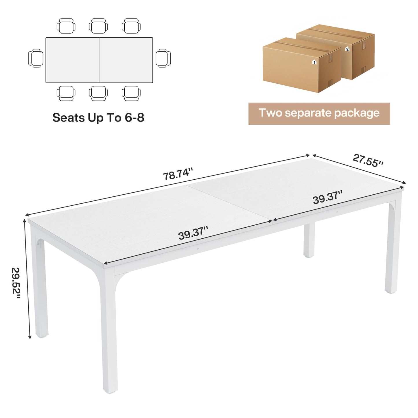 Tribesigns 6.5 FT Conference Room Table, 78.74" W x 27.56" D Large Office Conference Table, Modern Seminar Meeting Table Desk for Boardroom, Meeting Room (1, Rustic Brown)