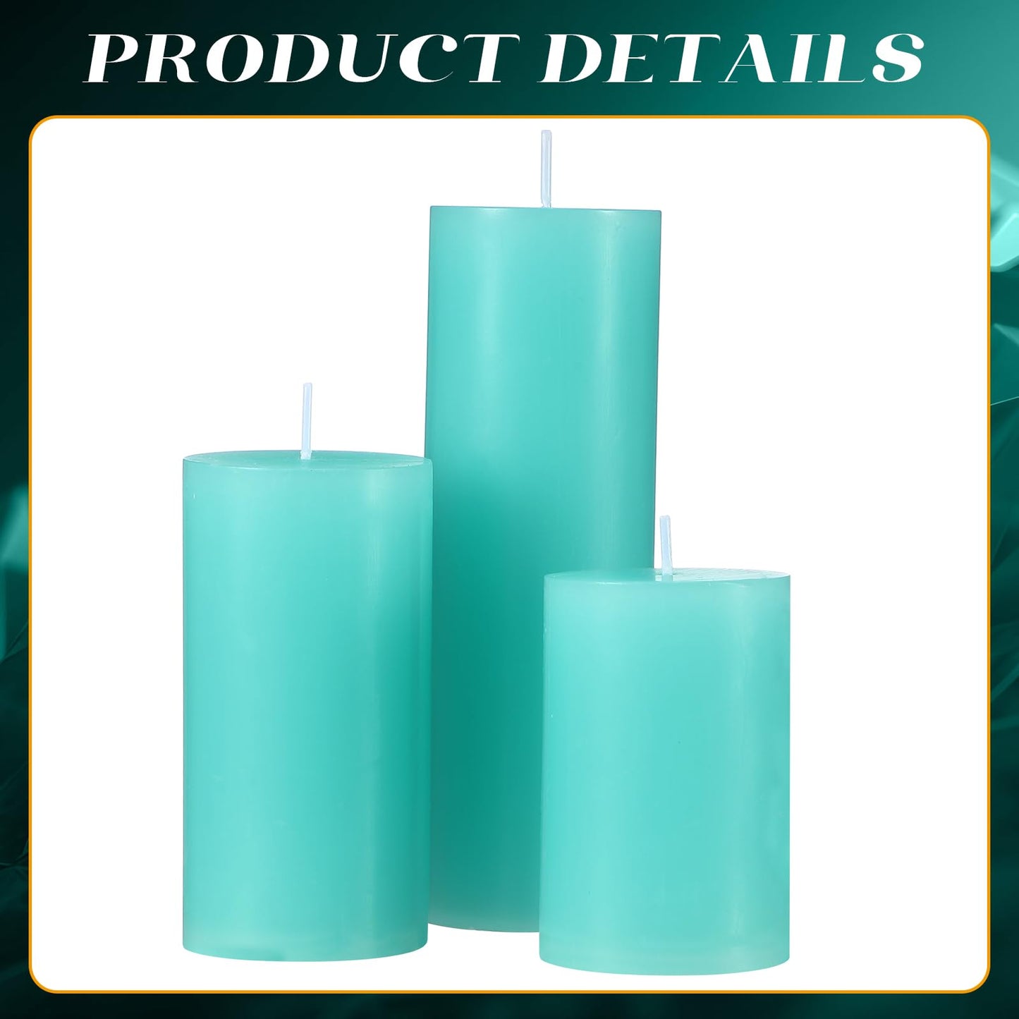 Shihanee Set of 3 Pillar Candles and 3 Glass Cylinder Candle Vases Holders Clear Pillar Jars for Wedding Centerpieces(3'' x 5.9'', 7.9'', 9.8'',Ivory White)