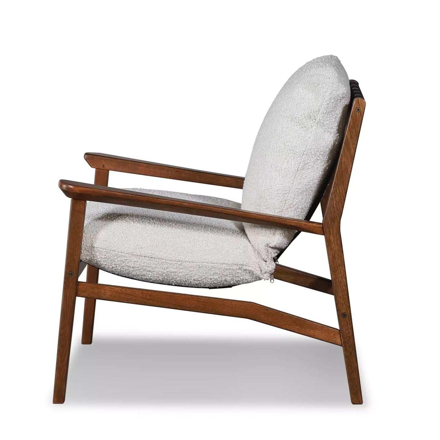 Grain Wood Furniture Solid Wood Mid Century Lounge Chair with Stone Gray Cushions