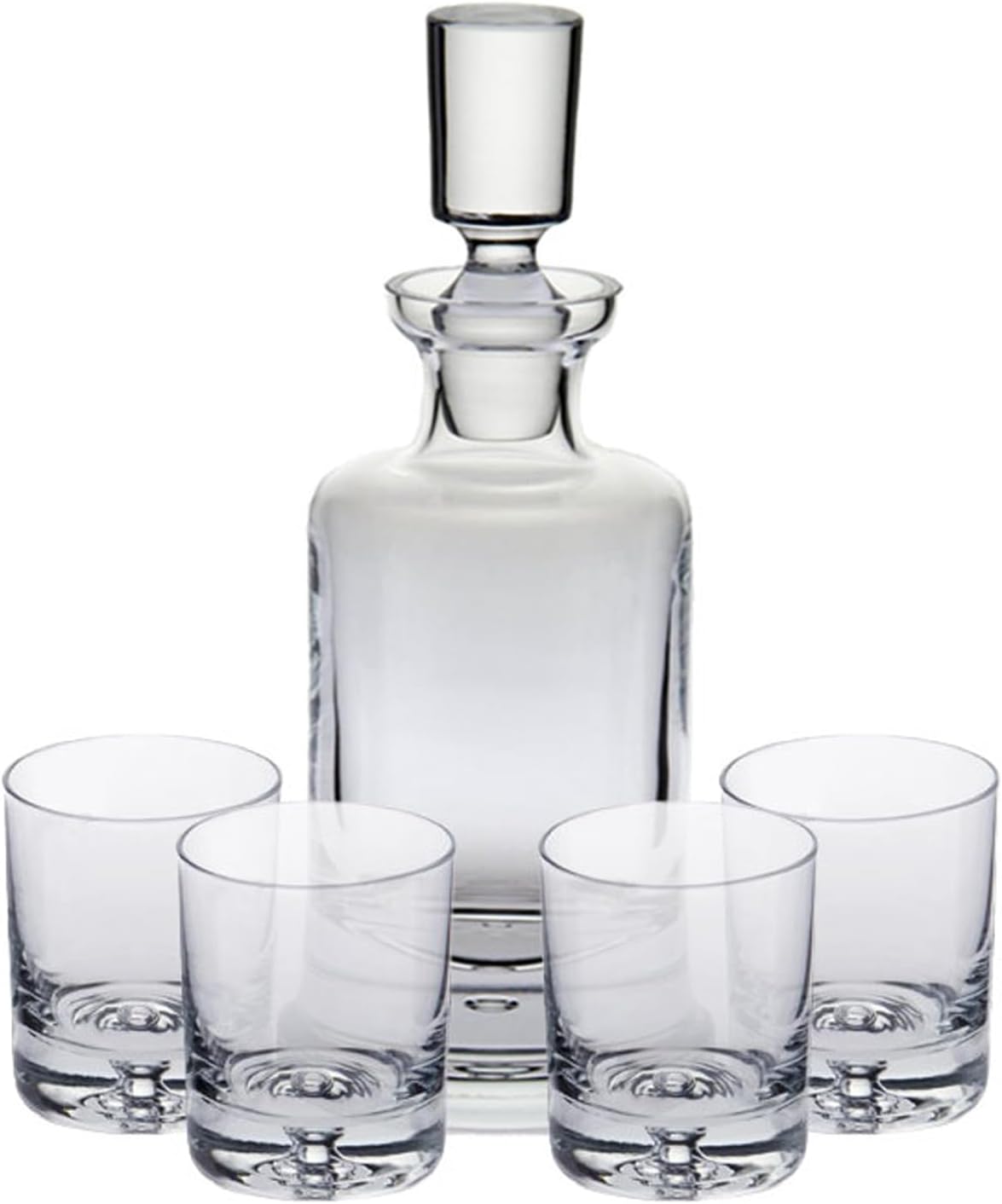 Whiskey Decanter Set, Made in Europe, 100% Lead-Free Crystal, Gift-Boxed, 1 Decanter & 4 Double Old Fashioned Glasses (Kensington Decanter Set)