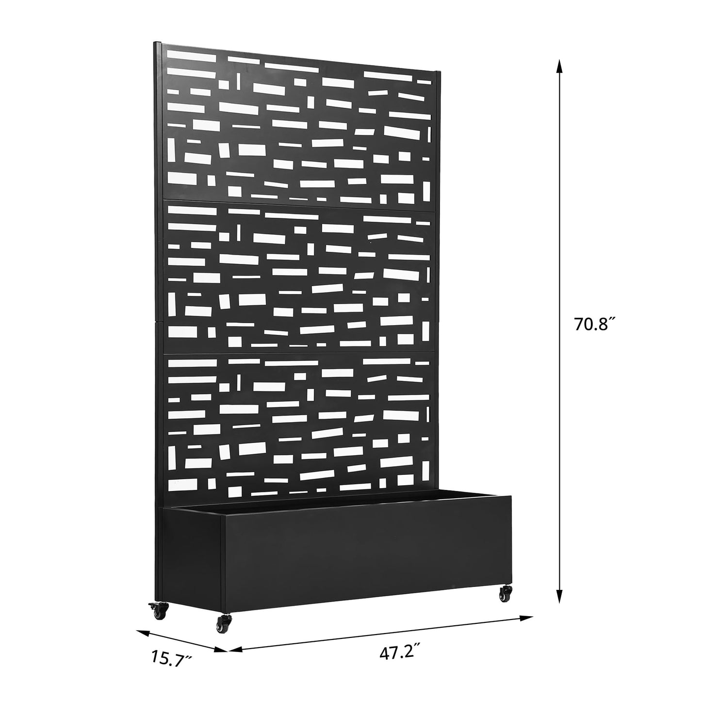 Metal Raised Garden Bed with Trellis and Wheels, 71"x47"x16" Planter Box with Privacy Screen & Drainage Holes, Arched Outdoor Garden Bed for Climbing Plants, Vegetables, Flowers (Black-Square)
