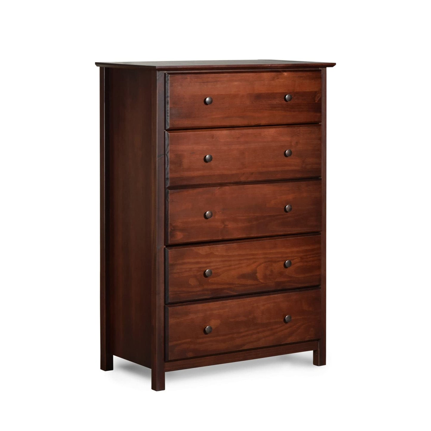 Grain Wood Furniture Shaker 5-Drawer Chest, Solid Wood with a Cherry Finish